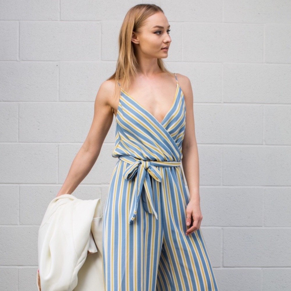 Lemon Blossom Striped Jumpsuit - Picture 3 of 8